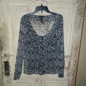 INC International Concepts Scoop Neck Ruffle Front Blouse Size XL  (B41)